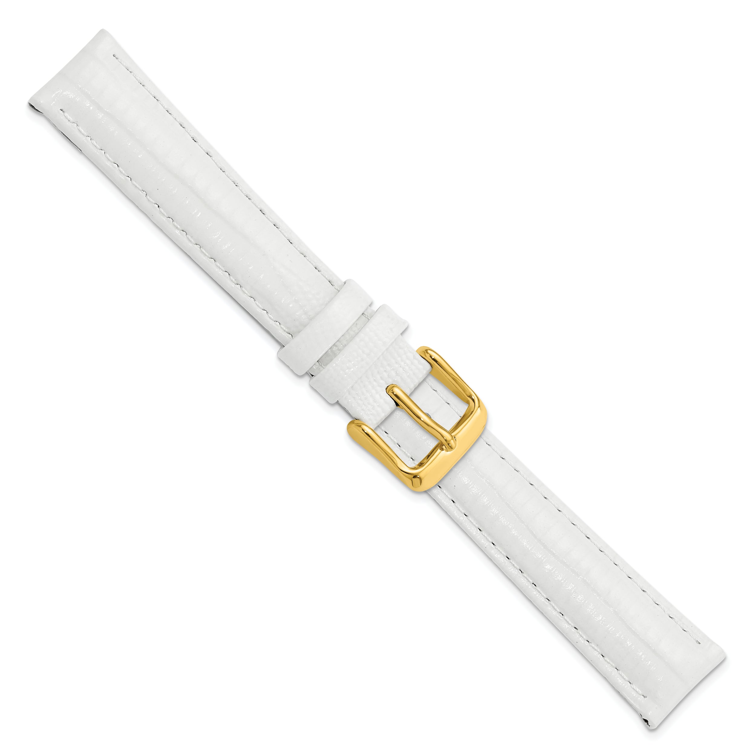 14mm White Teju Liz Grain Leather with Gold-tone Buckle 6.75 inch Watch Band