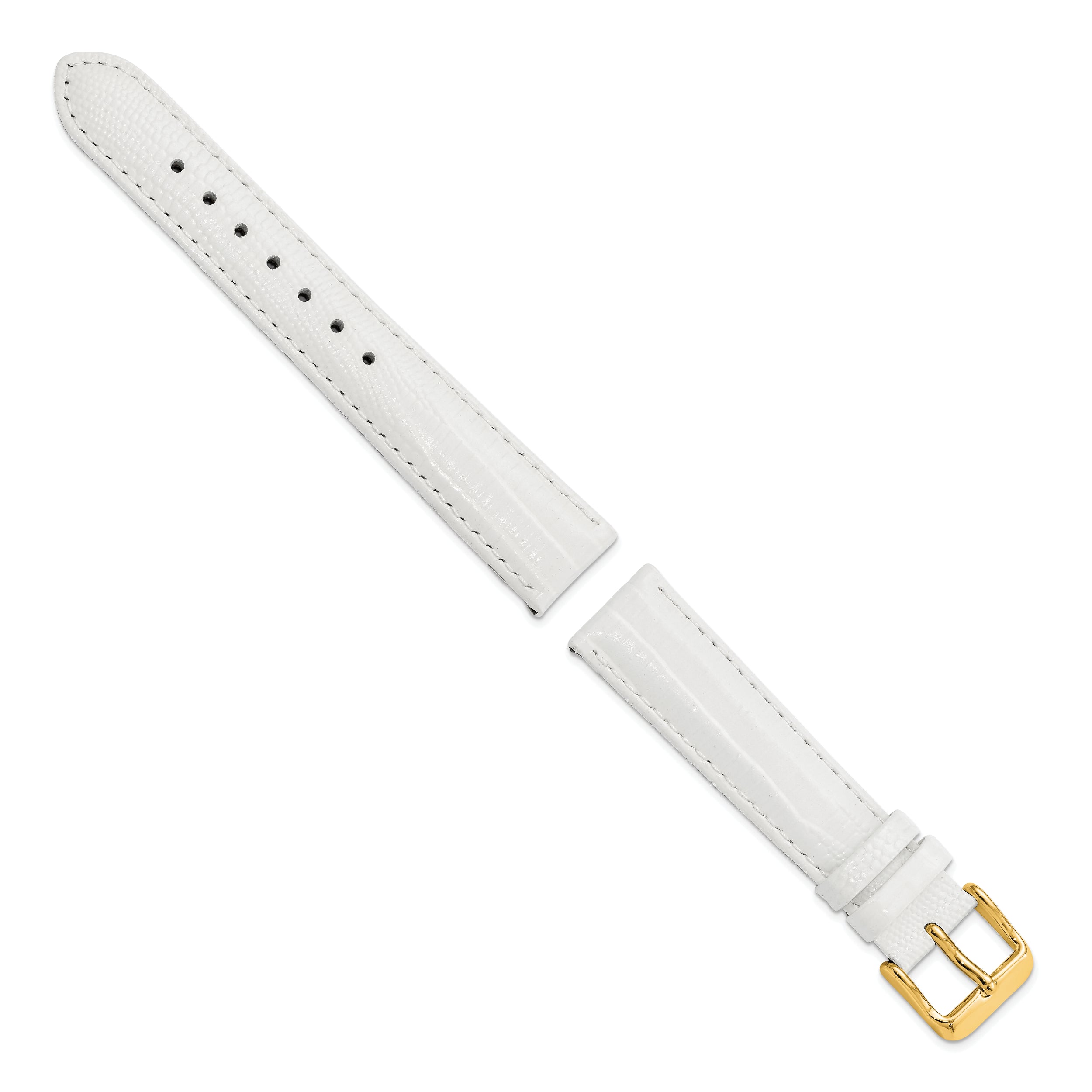 14mm White Teju Liz Grain Leather with Gold-tone Buckle 6.75 inch Watch Band