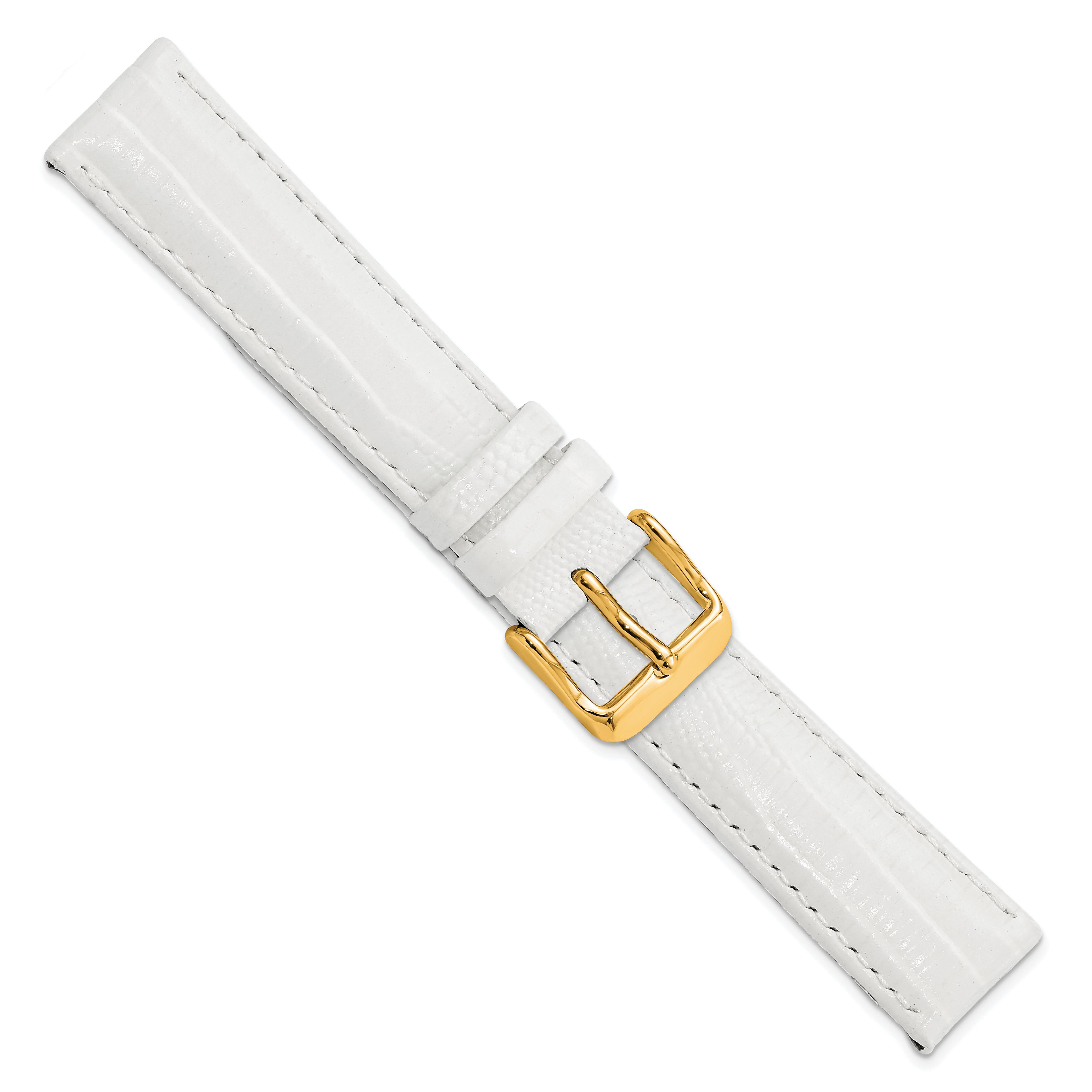 14mm White Teju Liz Grain Leather with Gold-tone Buckle 6.75 inch Watch Band