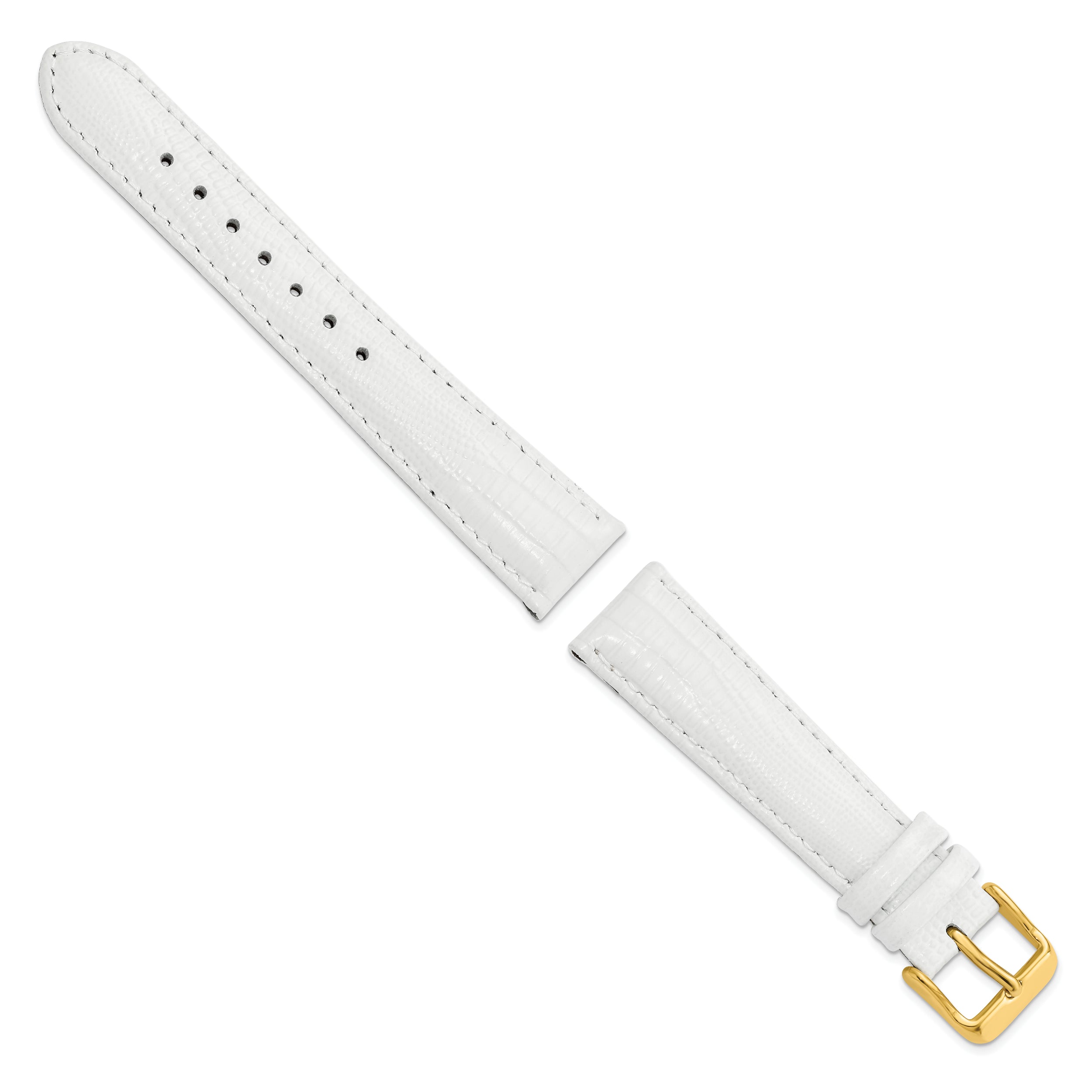 14mm White Teju Liz Grain Leather with Gold-tone Buckle 6.75 inch Watch Band