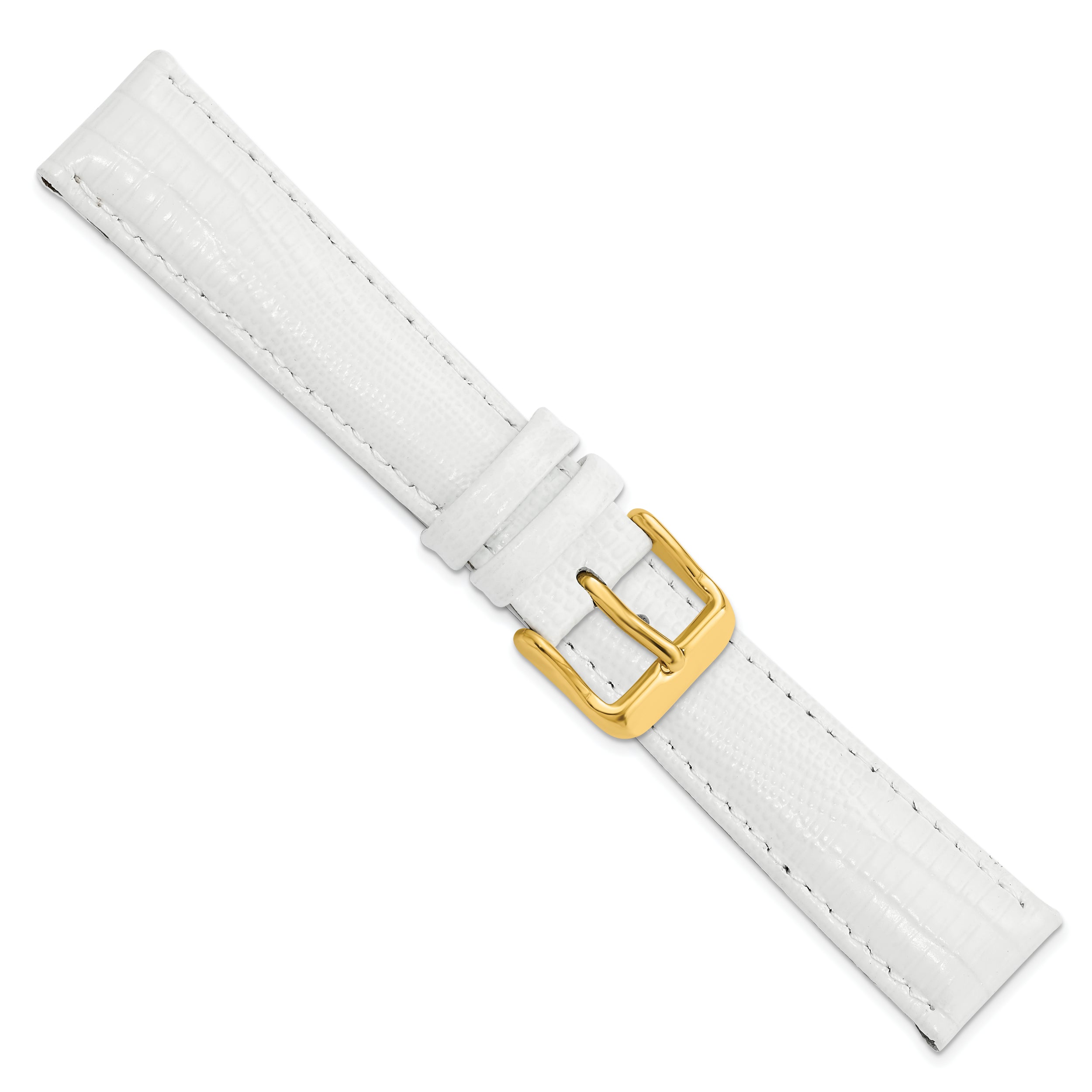 14mm White Teju Liz Grain Leather with Gold-tone Buckle 6.75 inch Watch Band