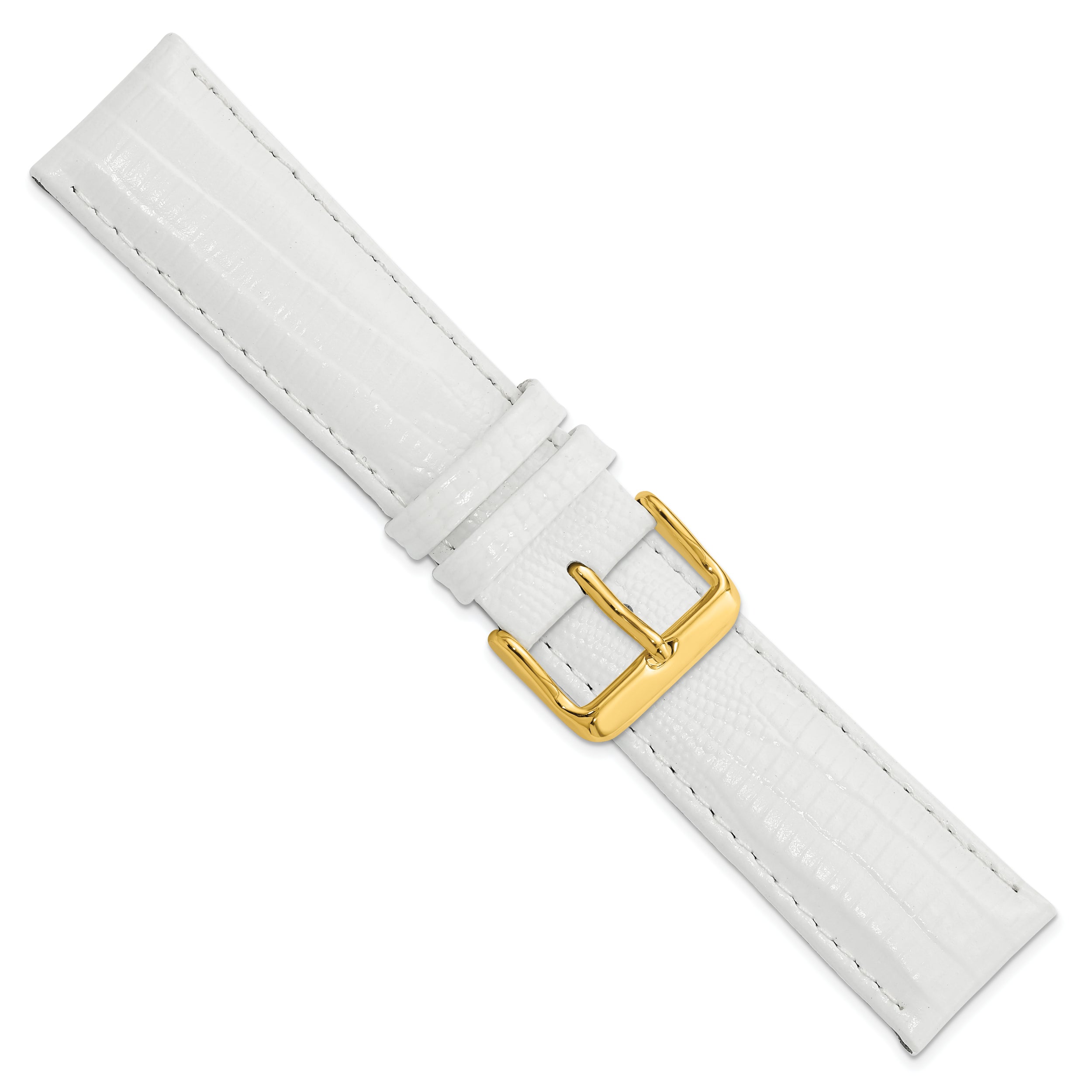 14mm White Teju Liz Grain Leather with Gold-tone Buckle 6.75 inch Watch Band