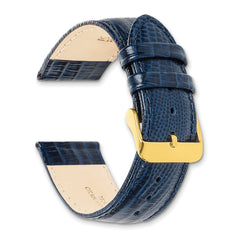 14mm Navy Teju Liz Grain Leather with Gold-tone Buckle 6.75 inch Watch Band