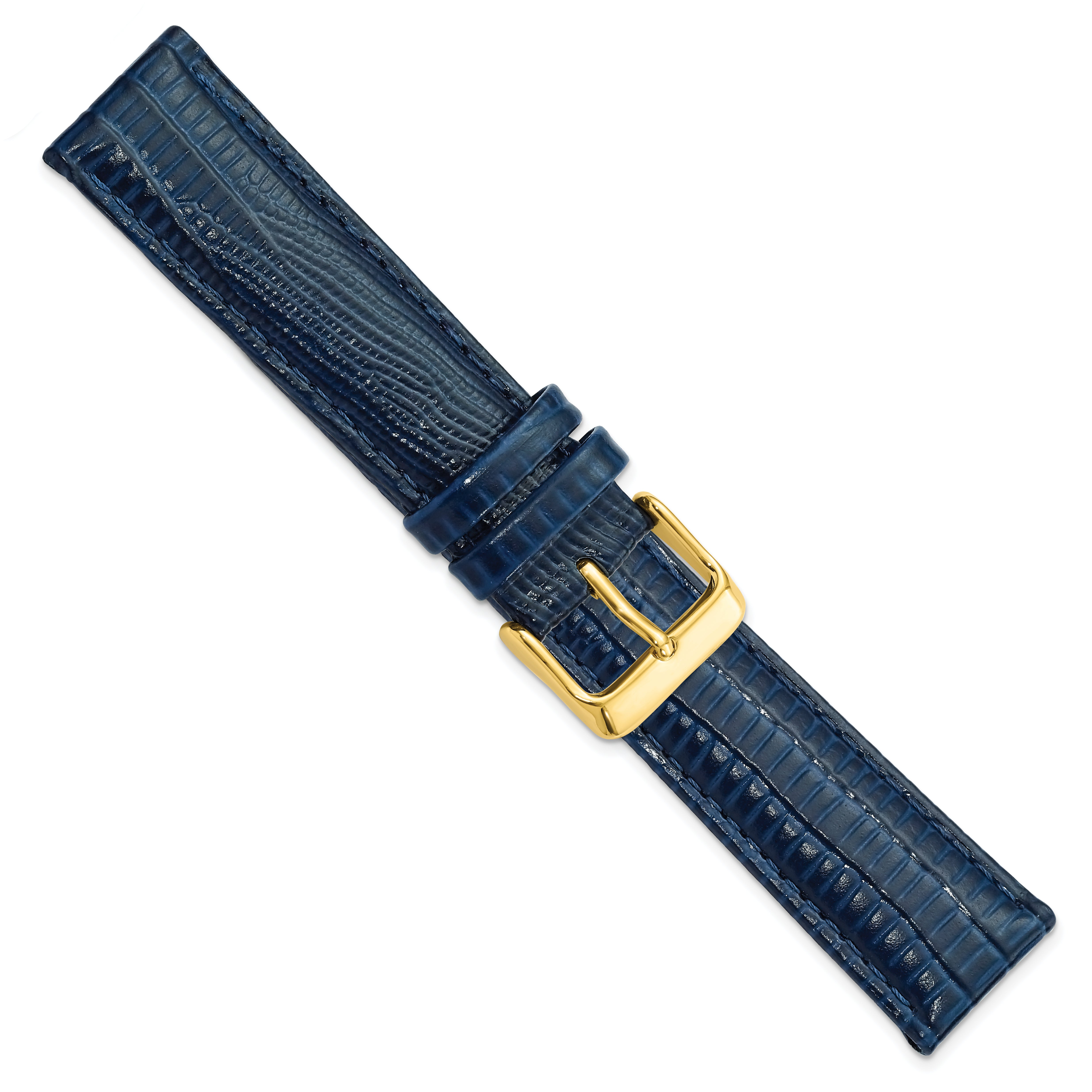 14mm Navy Teju Liz Grain Leather with Gold-tone Buckle 6.75 inch Watch Band