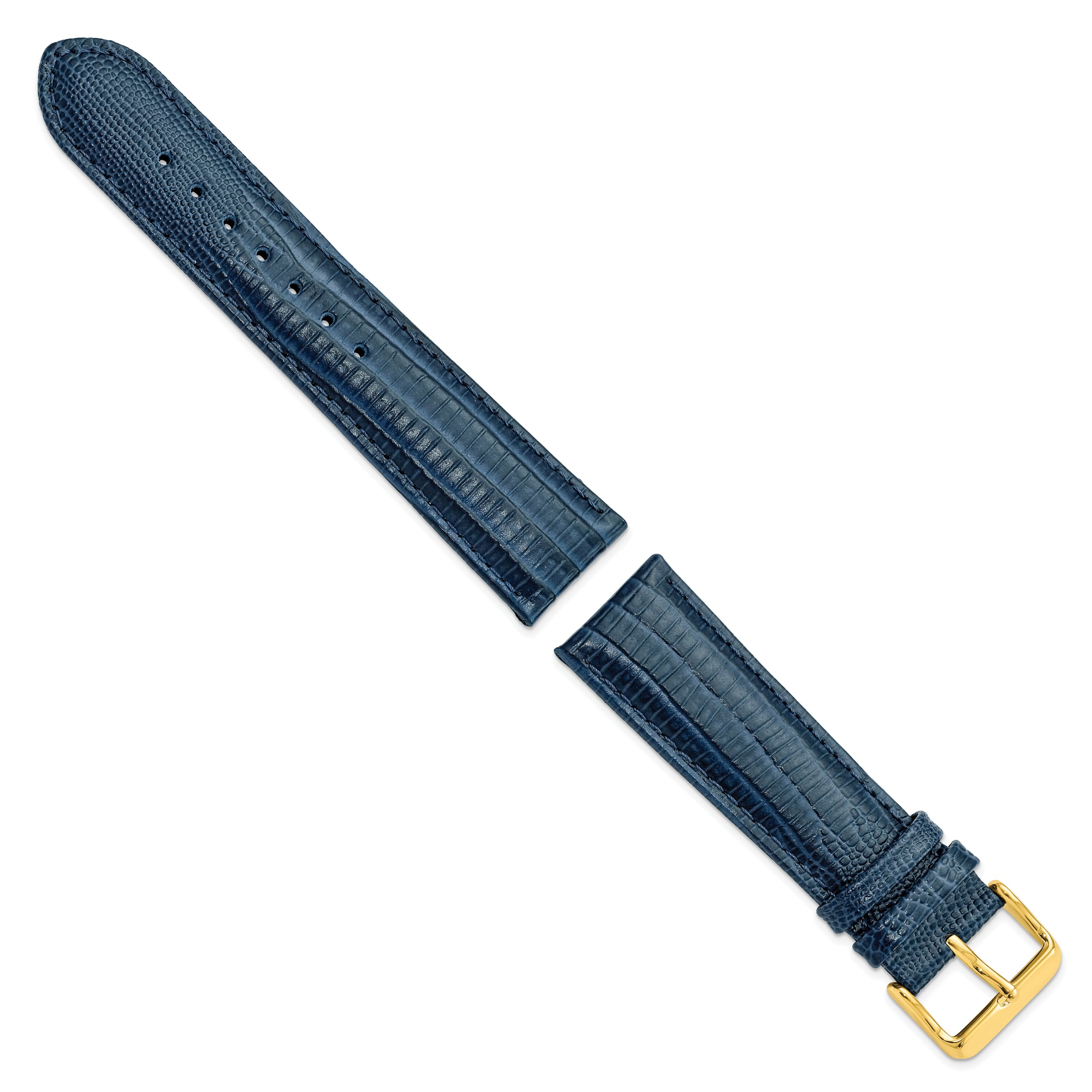 14mm Navy Teju Liz Grain Leather with Gold-tone Buckle 6.75 inch Watch Band