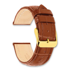 14mm Havana Matte Alligator Grain Leather with Gold-tone Buckle 6.75 inch Watch Band