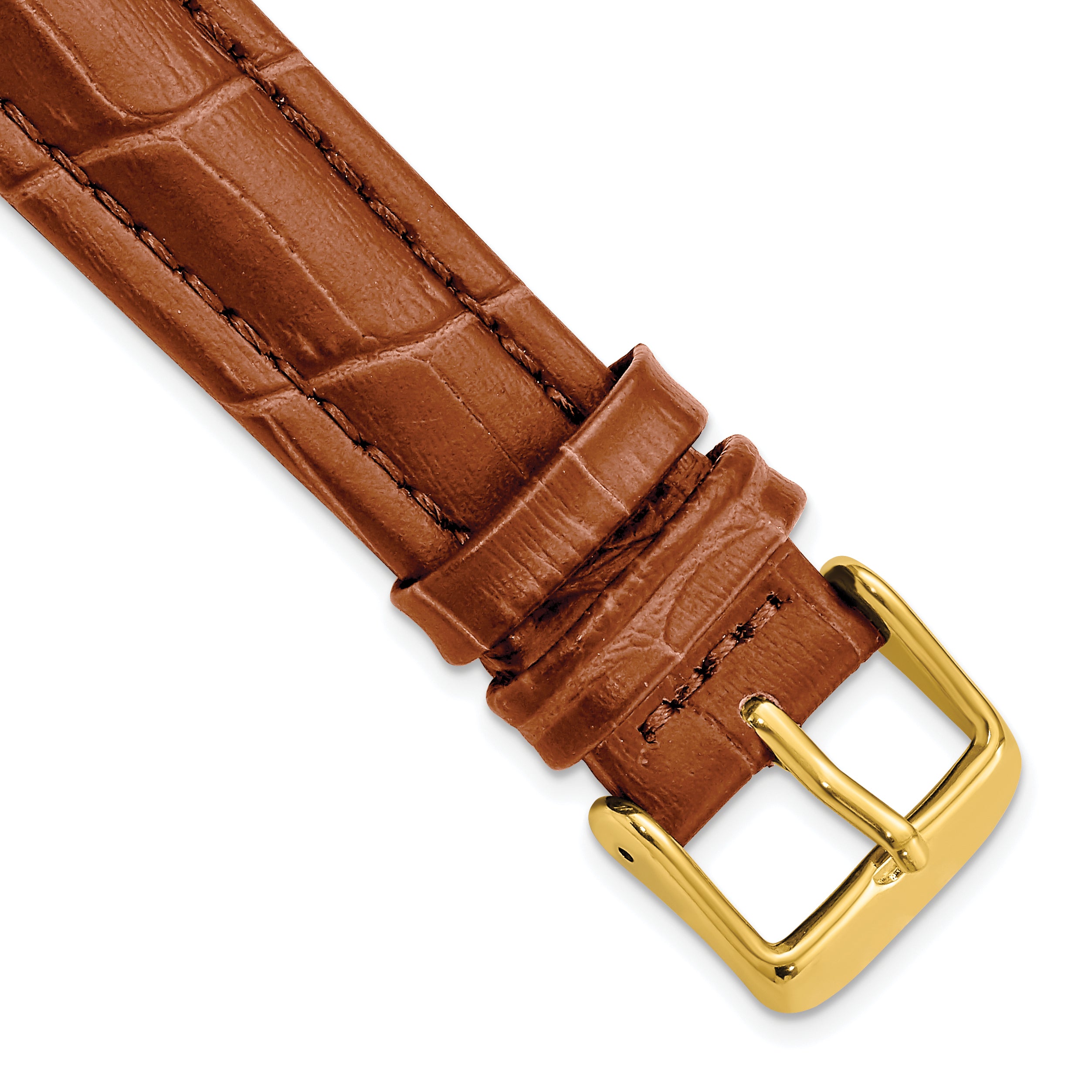 DeBeer 18mm Havana Matte Alligator Grain Leather with Gold-tone Buckle 7.5 inch Watch Band