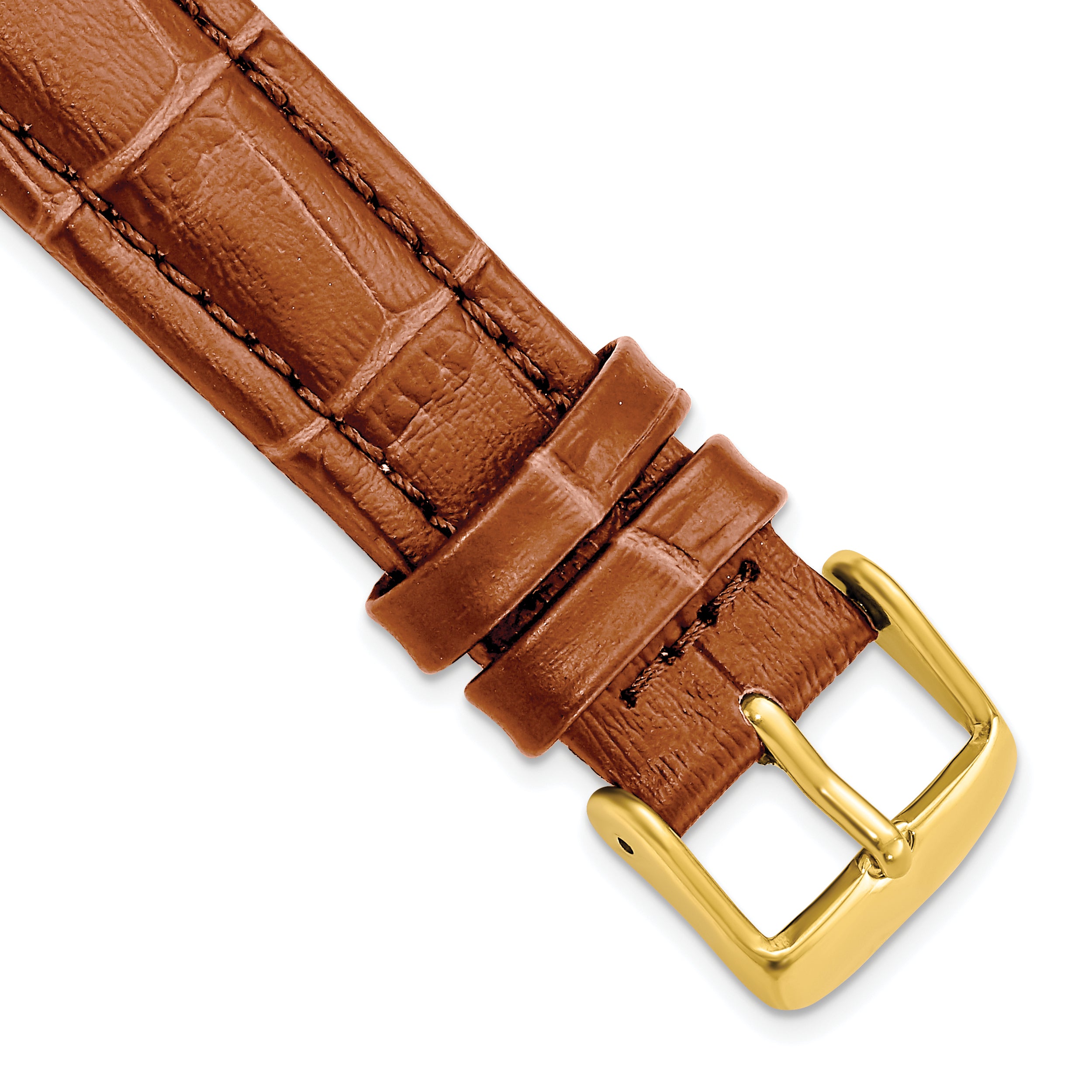 DeBeer 19mm Havana Matte Alligator Grain Leather with Gold-tone Buckle 7.5 inch Watch Band
