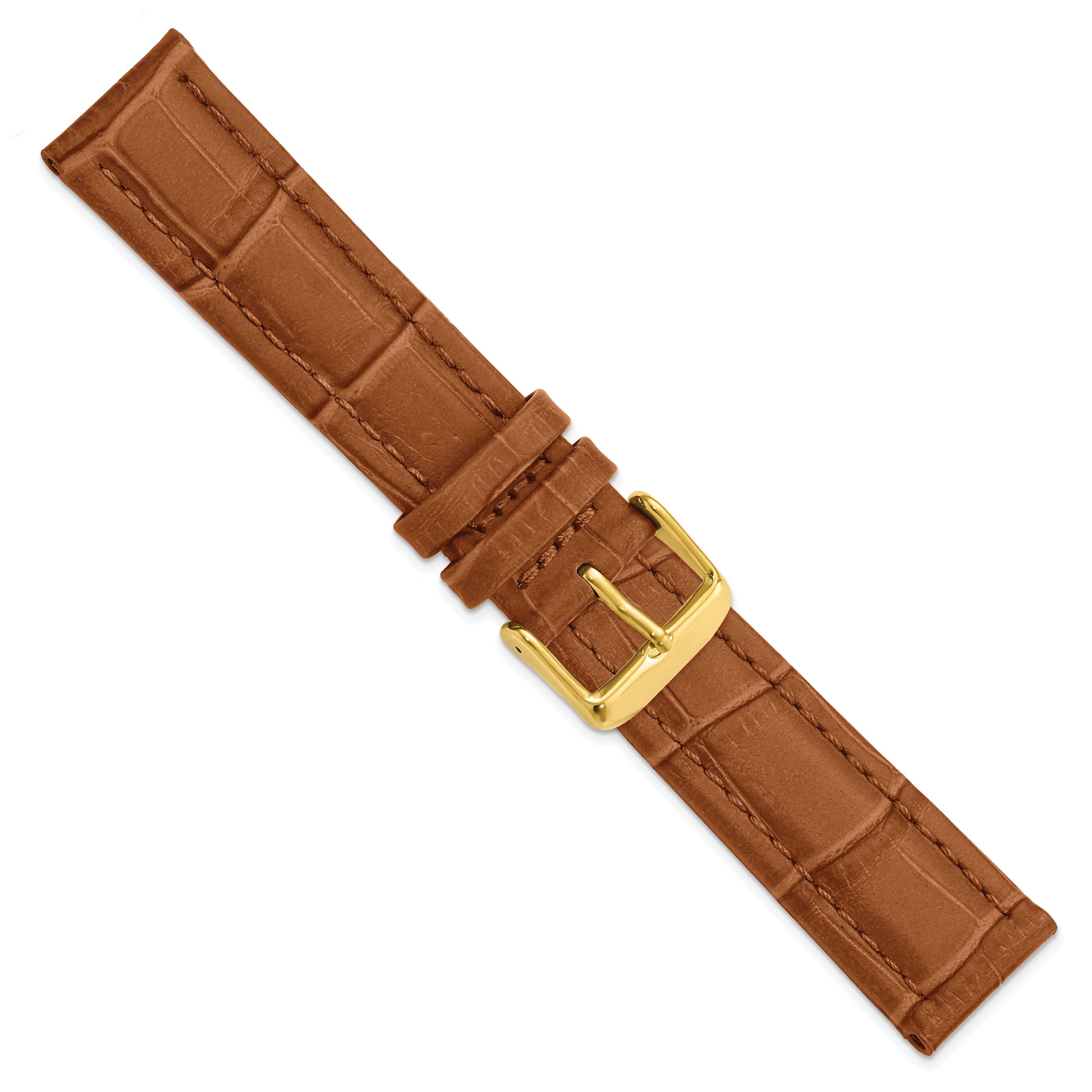 14mm Havana Matte Alligator Grain Leather with Gold-tone Buckle 6.75 inch Watch Band