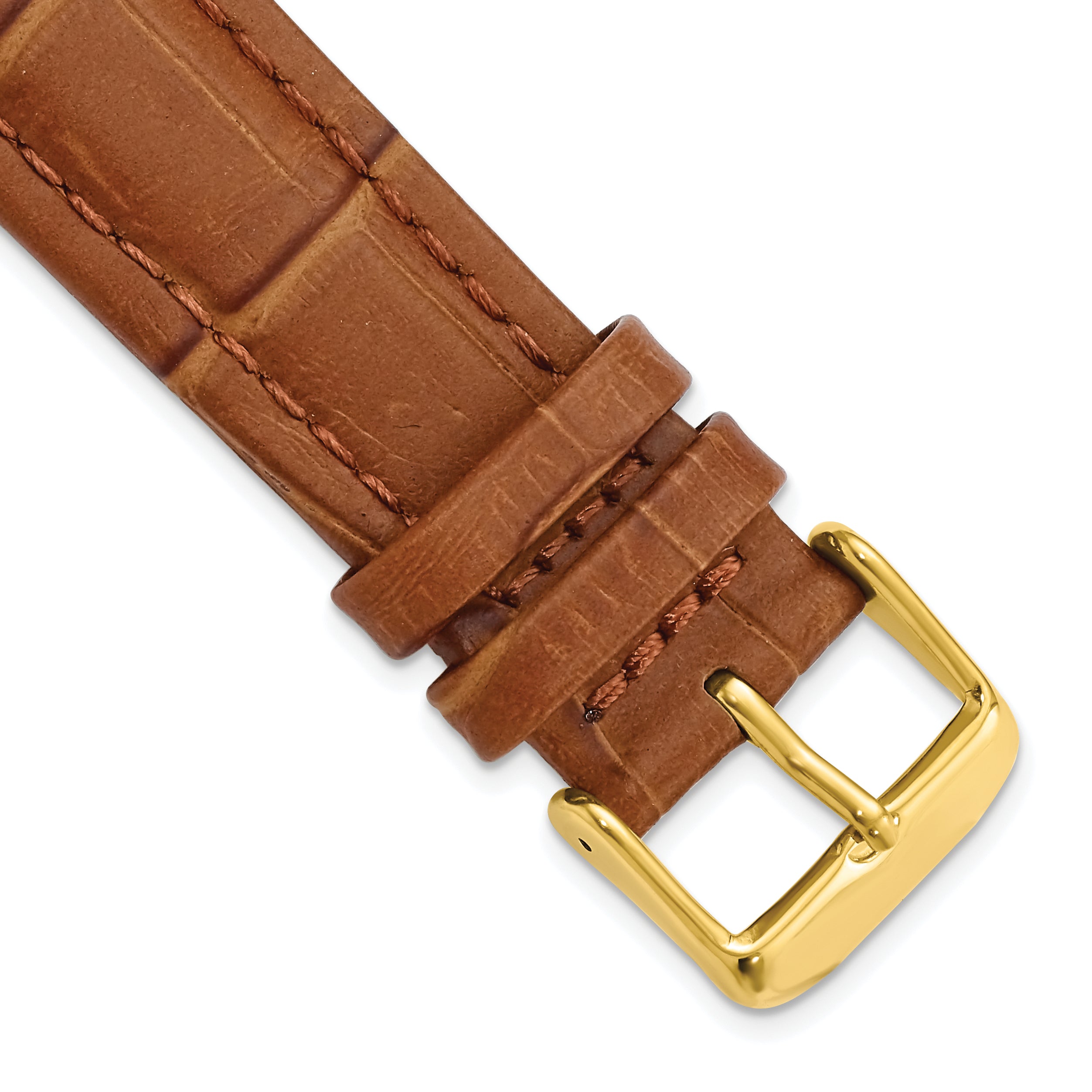 DeBeer 20mm Havana Matte Alligator Grain Leather with Gold-tone Buckle 7.5 inch Watch Band
