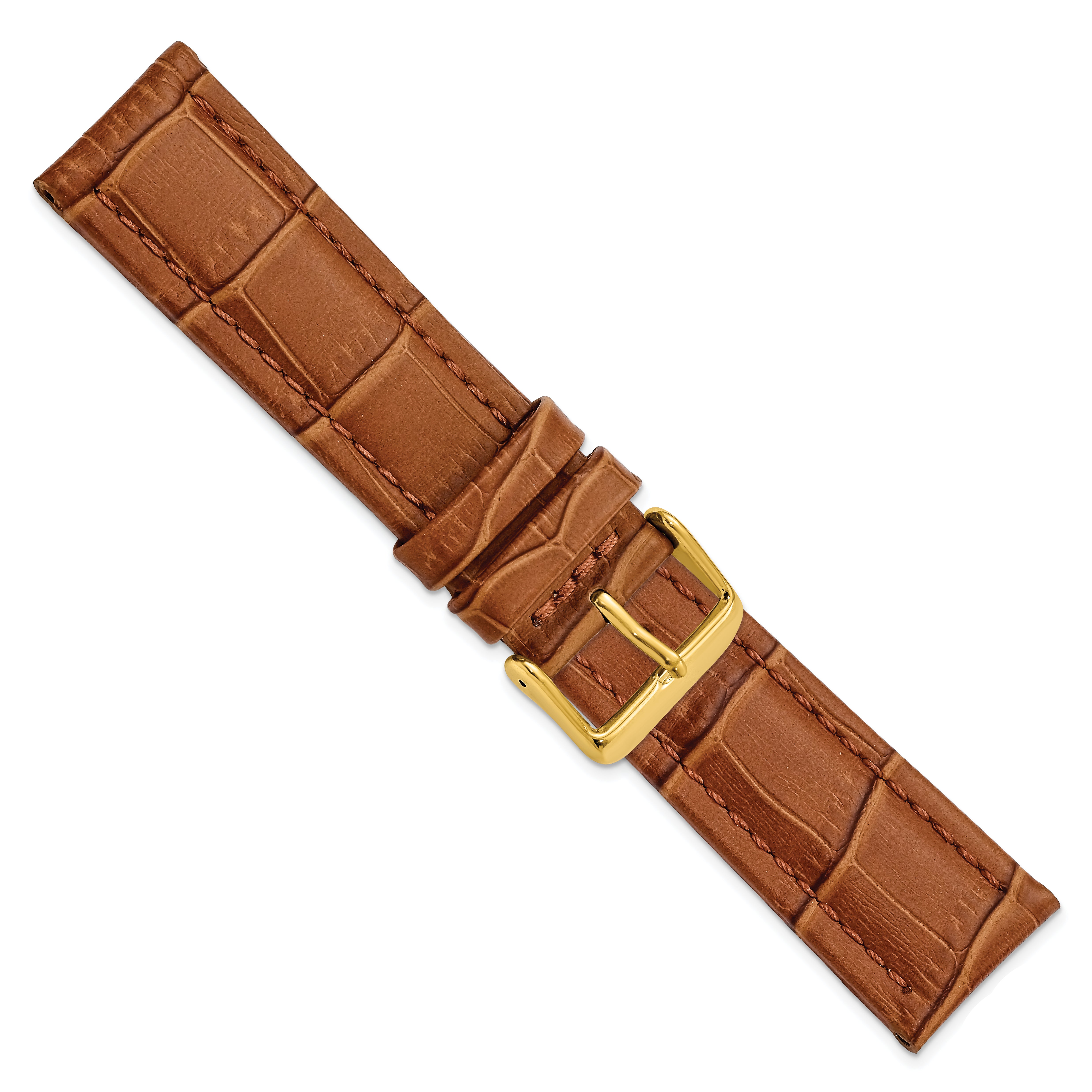 14mm Havana Matte Alligator Grain Leather with Gold-tone Buckle 6.75 inch Watch Band