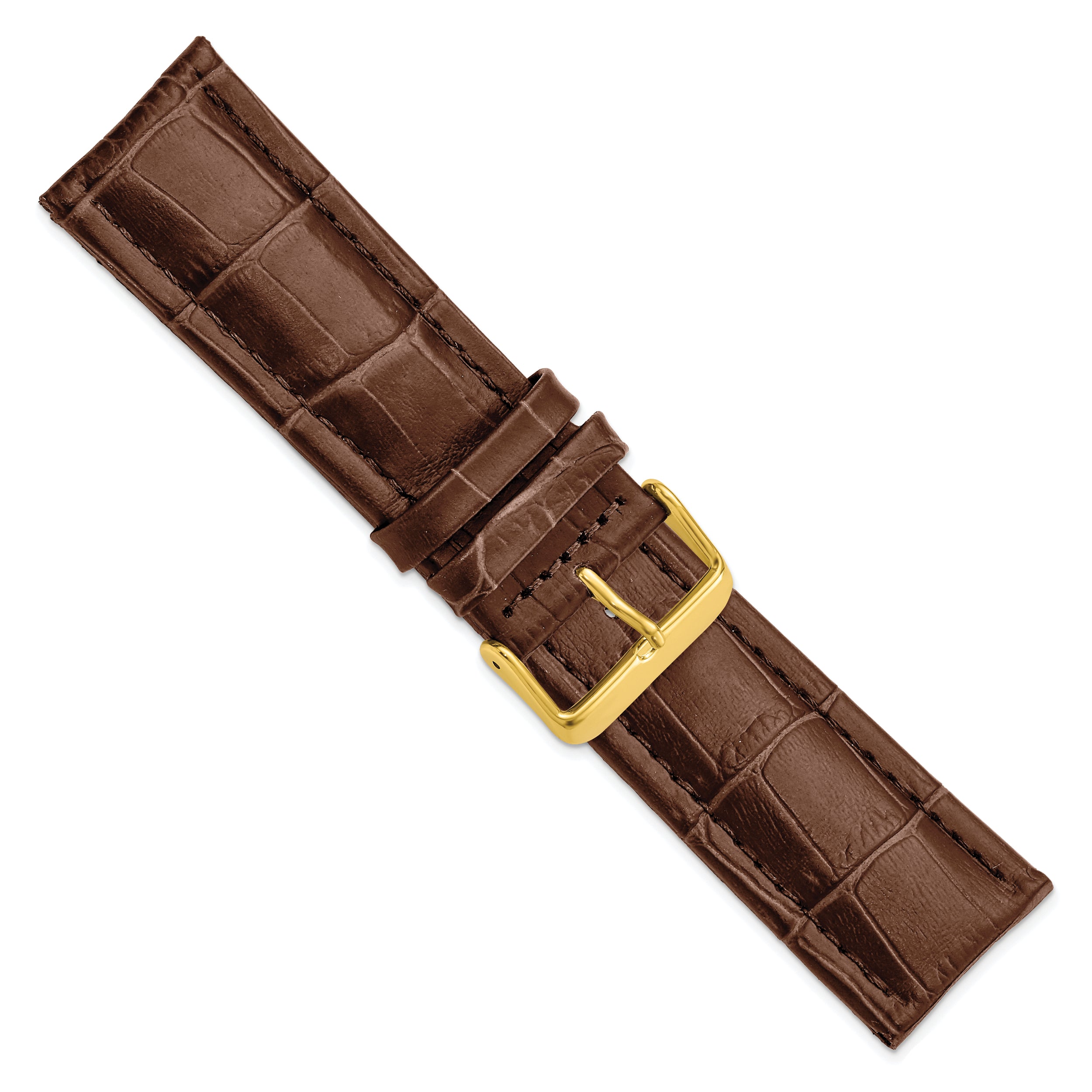 14mm Havana Matte Alligator Grain Leather with Gold-tone Buckle 6.75 inch Watch Band