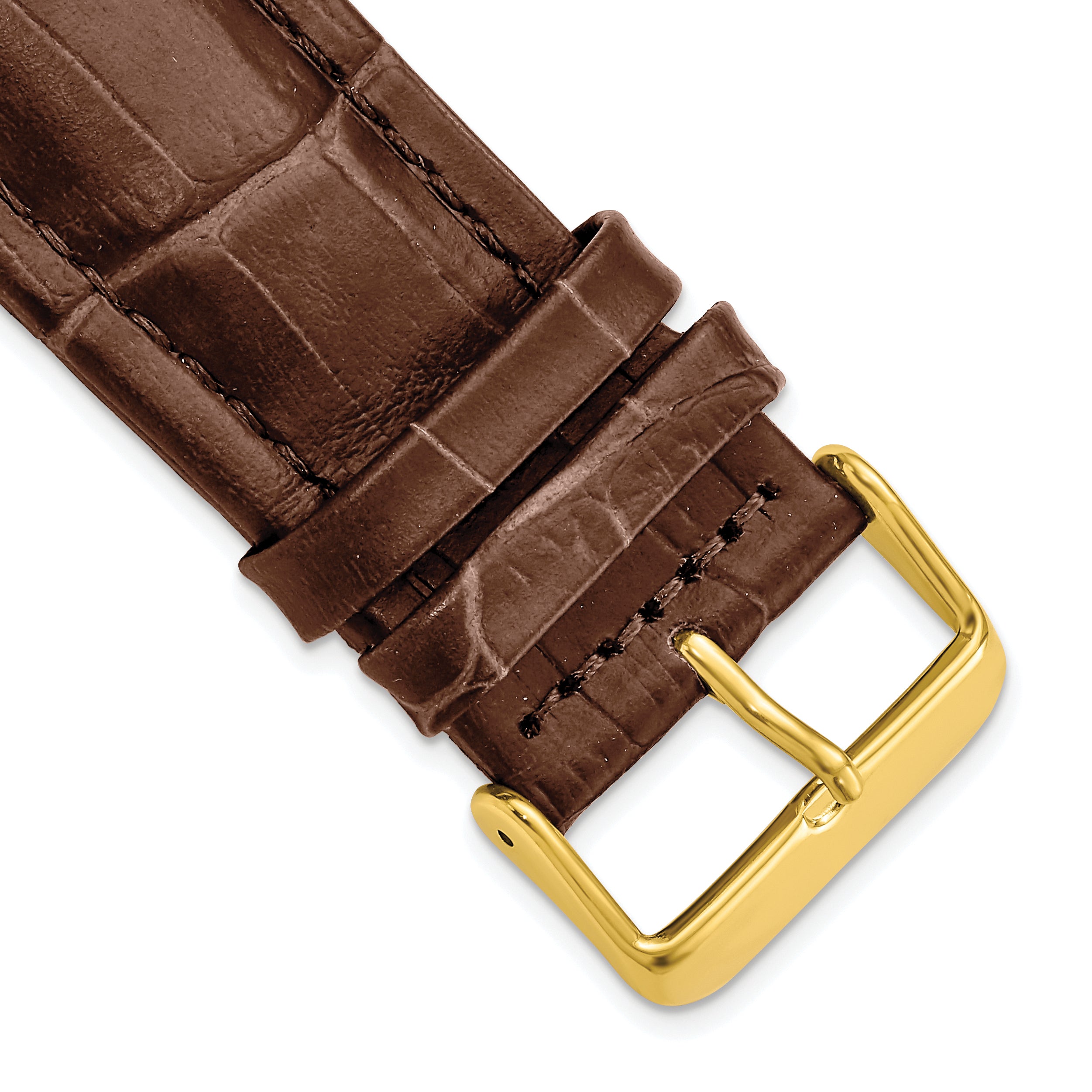 DeBeer 26mm Havana Matte Alligator Grain Leather with Gold-tone Buckle 7.5 inch Watch Band