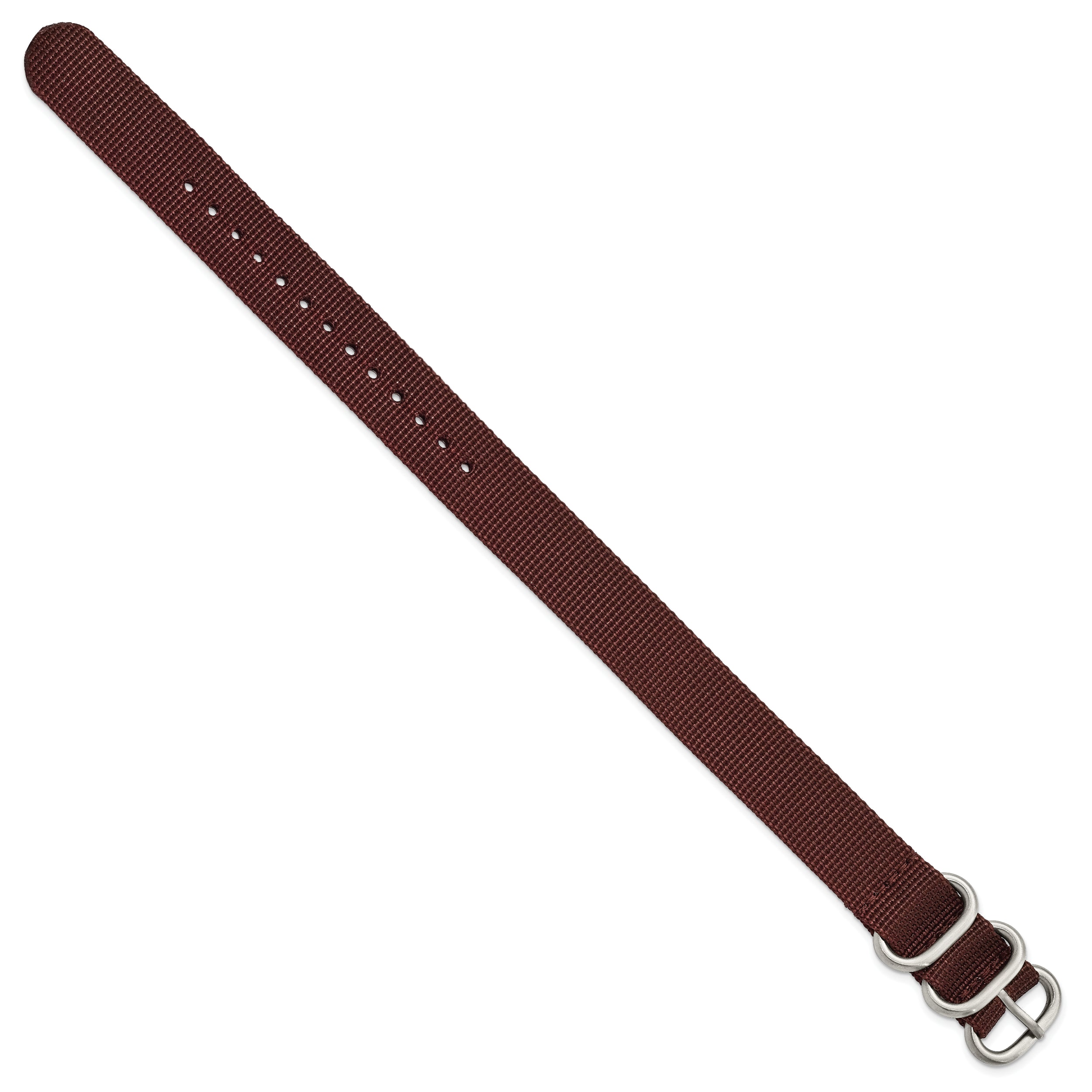 18mm One-Piece Brown Military Ballistic G10 Nylon with Brushed Stainless Steel Buckle 10.75 inch Watch Band - 18 / 10.75