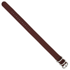 18mm One-Piece Brown Military Ballistic G10 Nylon with Brushed Stainless Steel Buckle 10.75 inch Watch Band - 18 / 10.75