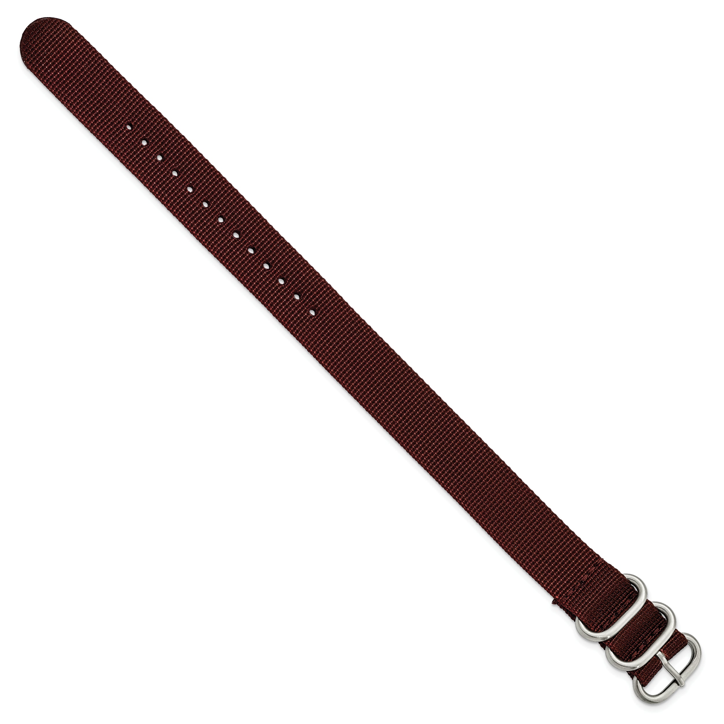 18mm One-Piece Brown Military Ballistic G10 Nylon with Brushed Stainless Steel Buckle 10.75 inch Watch Band - 18 / 10.75