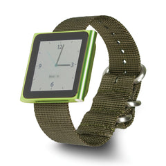 18mm One-Piece Olive Green Military Ballistic G10 Nylon with Brushed Stainless Steel Buckle 10.75 inch Watch Band - 18 / 10.75