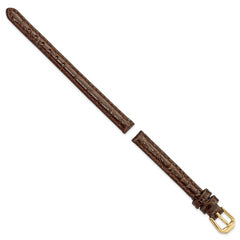 6mm Brown Alligator Grain Leather with Gold-tone Buckle 6.75 inch Watch Band - 6 / 6.75