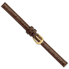 6mm Brown Alligator Grain Leather with Gold-tone Buckle 6.75 inch Watch Band - 6 / 6.75