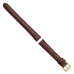 16mm Long Brown Alligator Grain Leather with Silver-tone Buckle 8.5 inch Watch Band - 16 / 8.5