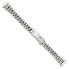 12-15mm Ladies Satin and Polished Stainless Steel Jubilee-Style with Deployment Buckle 7 inch Watch Band
