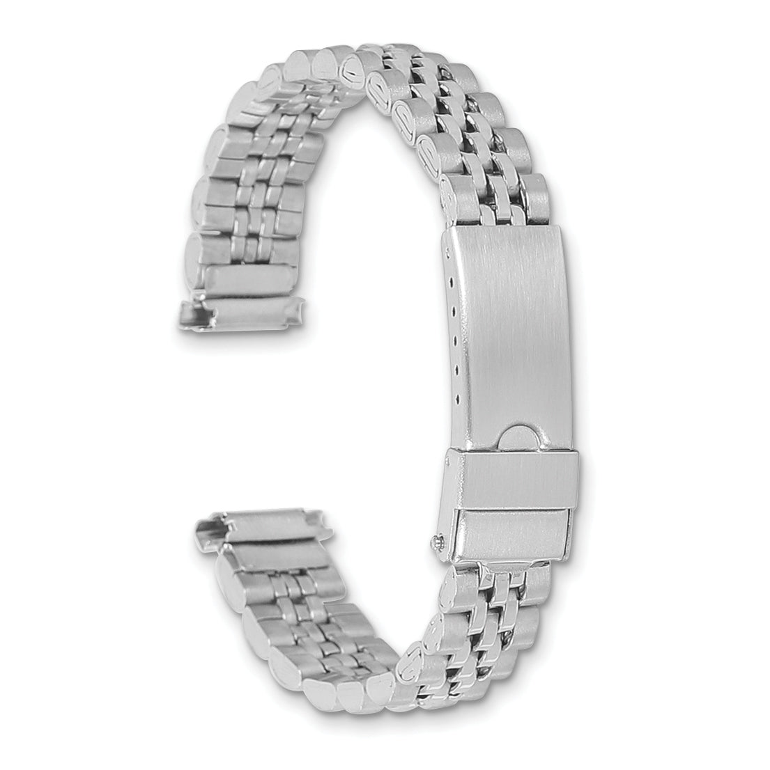 12-15mm Ladies Satin and Polished Stainless Steel Jubilee-Style with Deployment Buckle 7 inch Watch Band