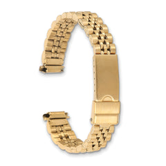 12-15mm Ladies Satin and Polished Gold-tone Stainless Steel Jubilee-Style with Deployment Buckle 7 inch Watch Band