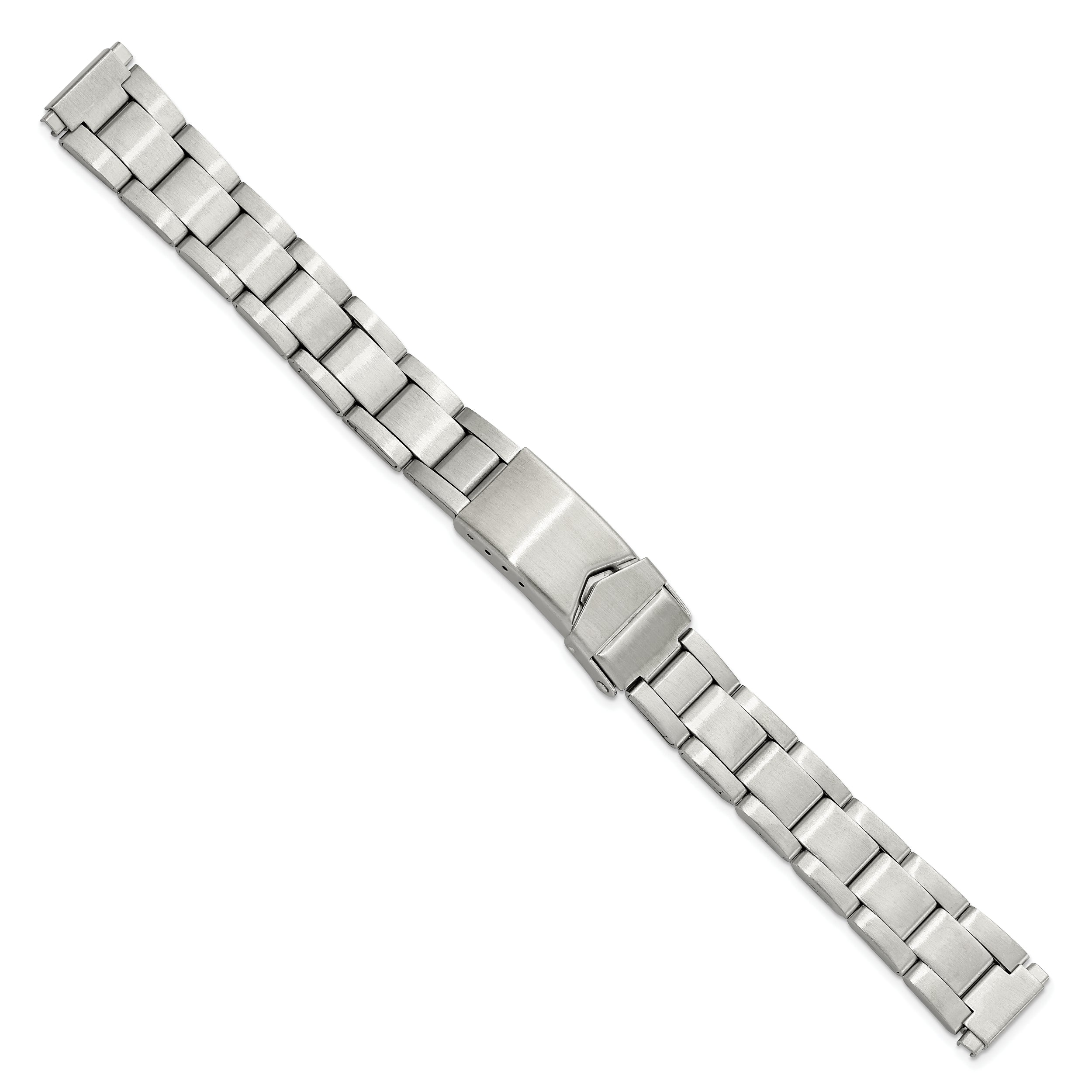 11-14mm Ladies Satin Stainless Steel Oyster-Style with Deployment Buckle 6.75 inch Watch Band