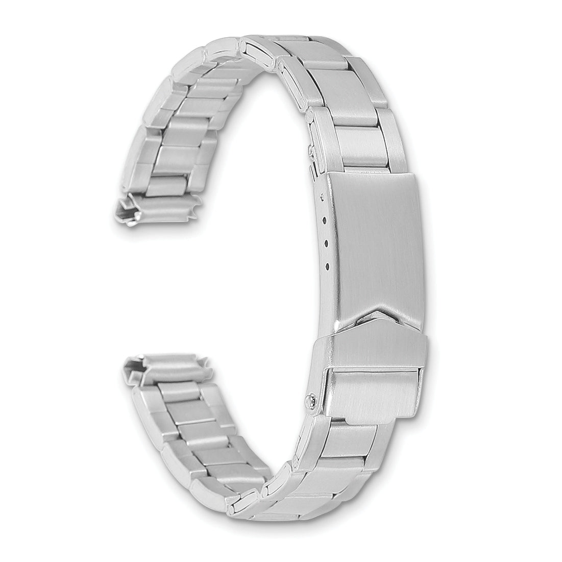 11-14mm Ladies Satin Stainless Steel Oyster-Style with Deployment Buckle 6.75 inch Watch Band