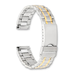 12-16mm Ladies Satin and Polished Two-tone Stainless Steel Oyster-Style with Deployment Buckle 7 inch Watch Band