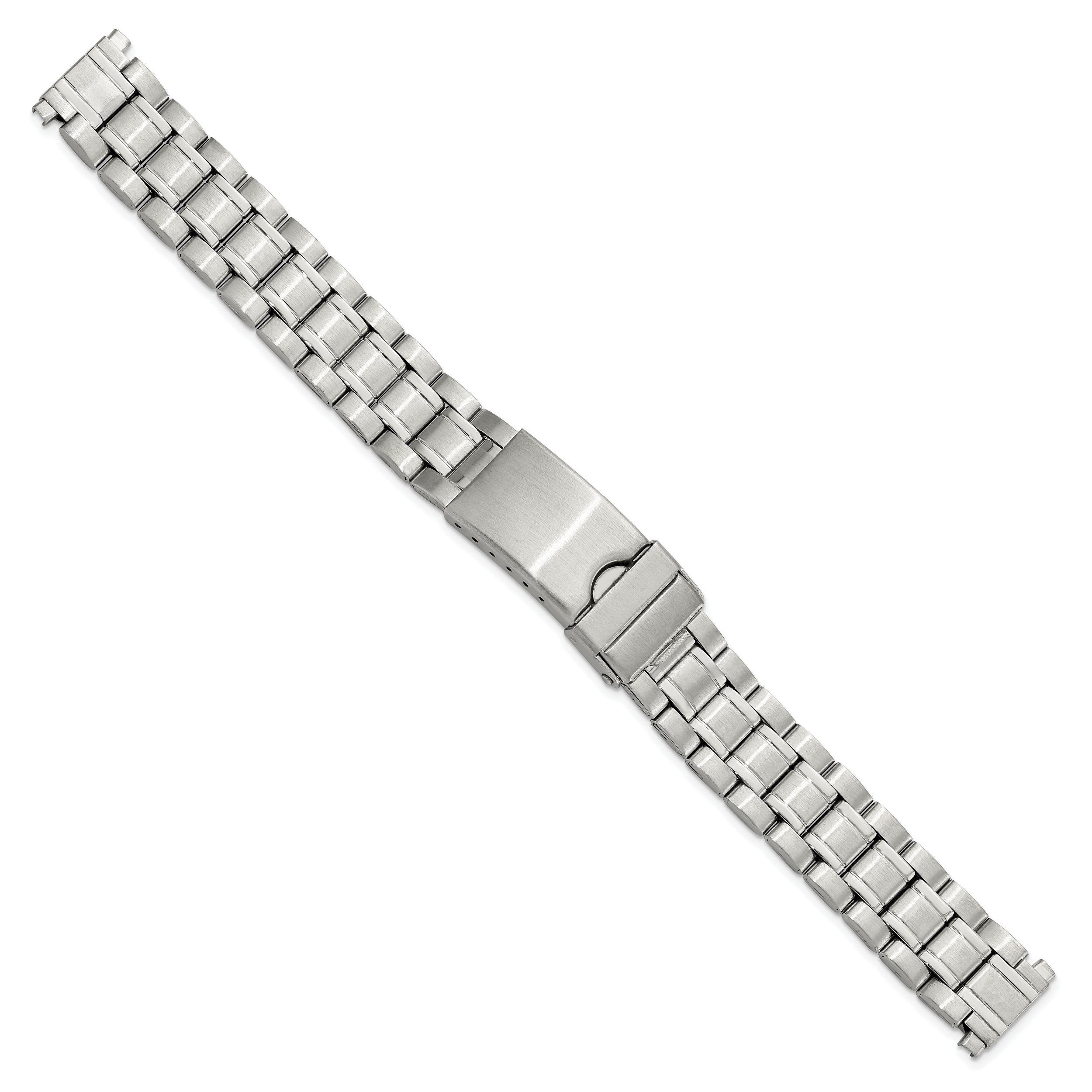 12-16mm Ladies Satin and Polished Stainless Steel Oyster-Style with Deployment Buckle 7 inch Watch Band