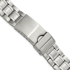 DeBeer 12-16mm Ladies Satin and Polished Stainless Steel Oyster-Style with Deployment Buckle 7 inch Watch Band