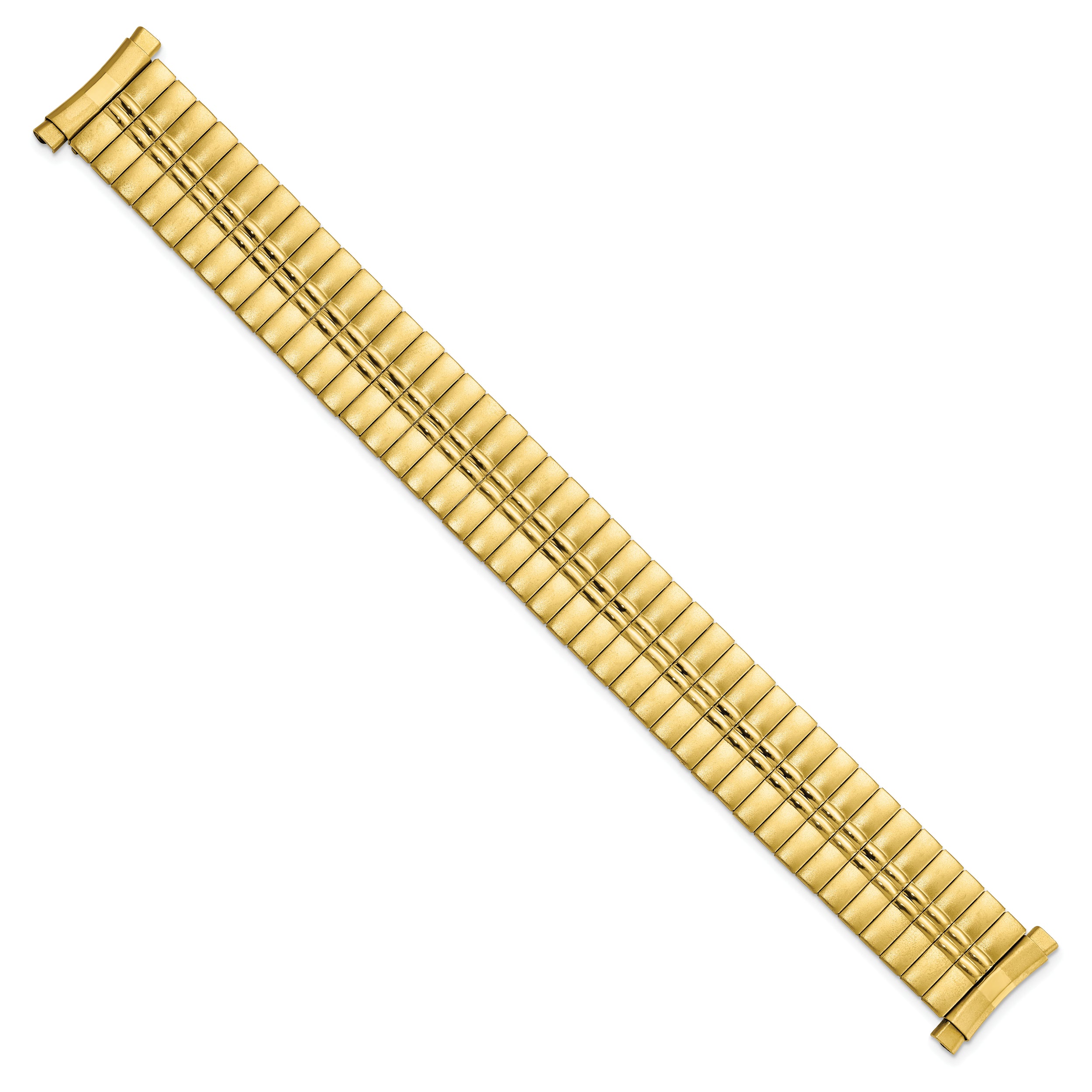 16-20mm Mens Sanded and Polished Gold-tone Stainless Steel De-Flexo Expansion Link 6.75 inch Watch Band