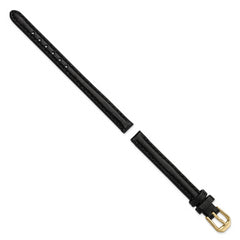 8mm Black Smooth Leather with Gold-tone Buckle 6.75 inch Watch Band - 8 / 6.75