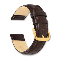 12mm Short Dark Brown Smooth Leather with Gold-tone Buckle 6.25 inch Watch Band