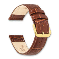 12mm Havana Brown Matte Wild Alligator Grain Leather with Gold-tone Buckle 6.75 inch Watch Band