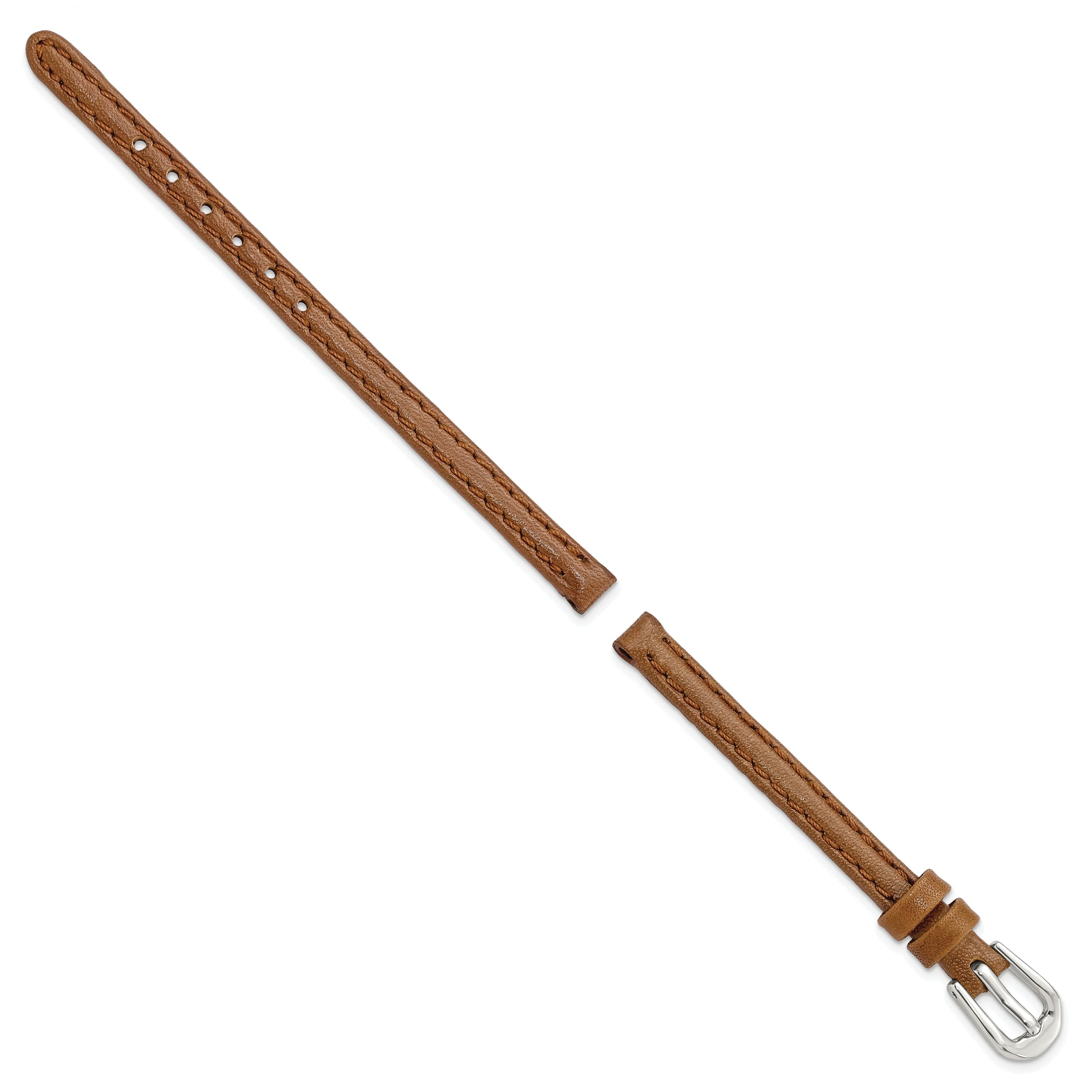 10mm Havana Smooth Leather with Silver-tone Buckle 6.75 inch Watch Band