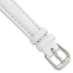 DeBeer 12mm White Smooth Leather with Silver-tone Buckle 6.75 inch Watch Band
