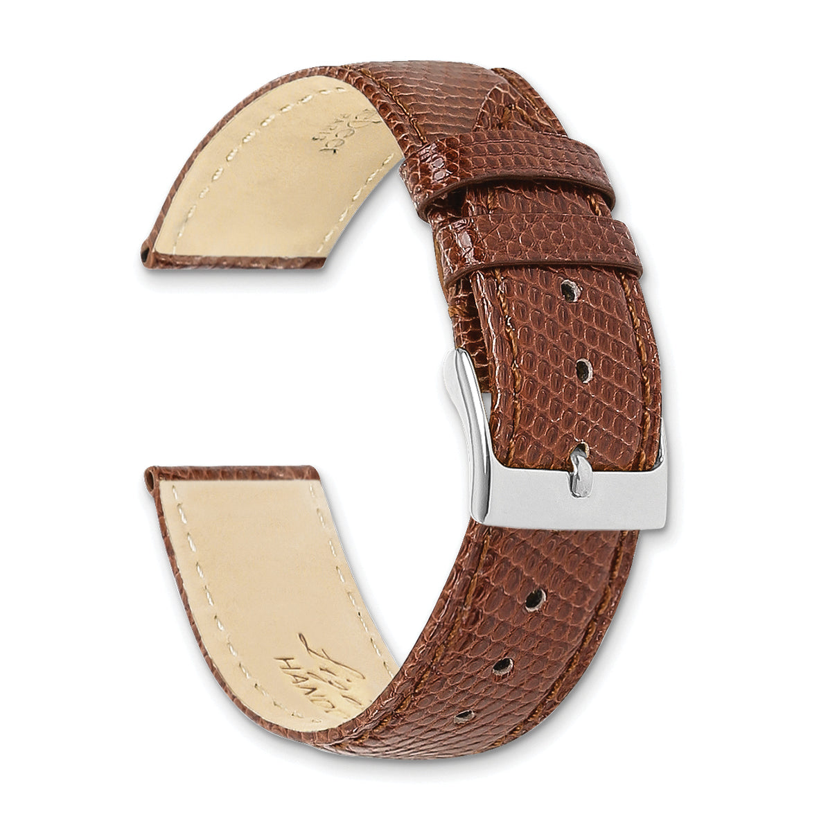 12mm Havana Lizard Grain Leather with Silver-tone Buckle 6.75 inch Watch Band