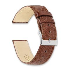 12mm Havana Lizard Grain Leather with Silver-tone Buckle 6.75 inch Watch Band