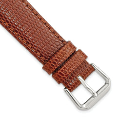 DeBeer 18mm Short Havana Lizard Grain Leather with Silver-tone Buckle 6.75 inch Watch Band