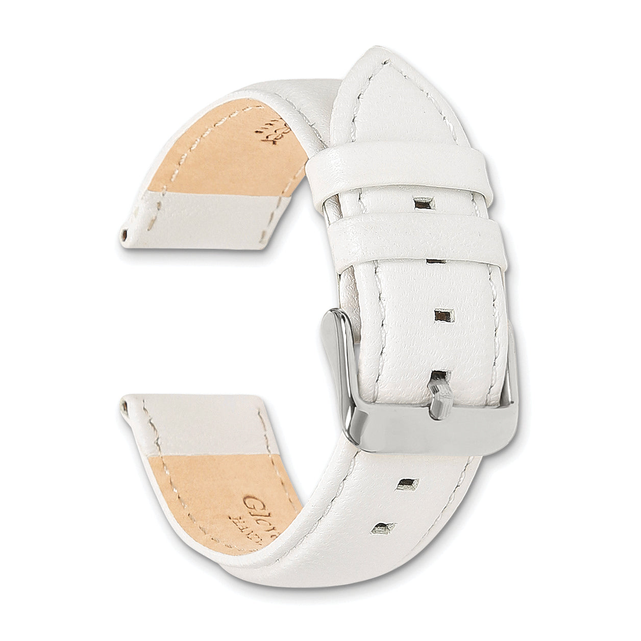 14mm White Glove Leather with Silver-tone Panerai Style Buckle 6.75 inch Watch Band