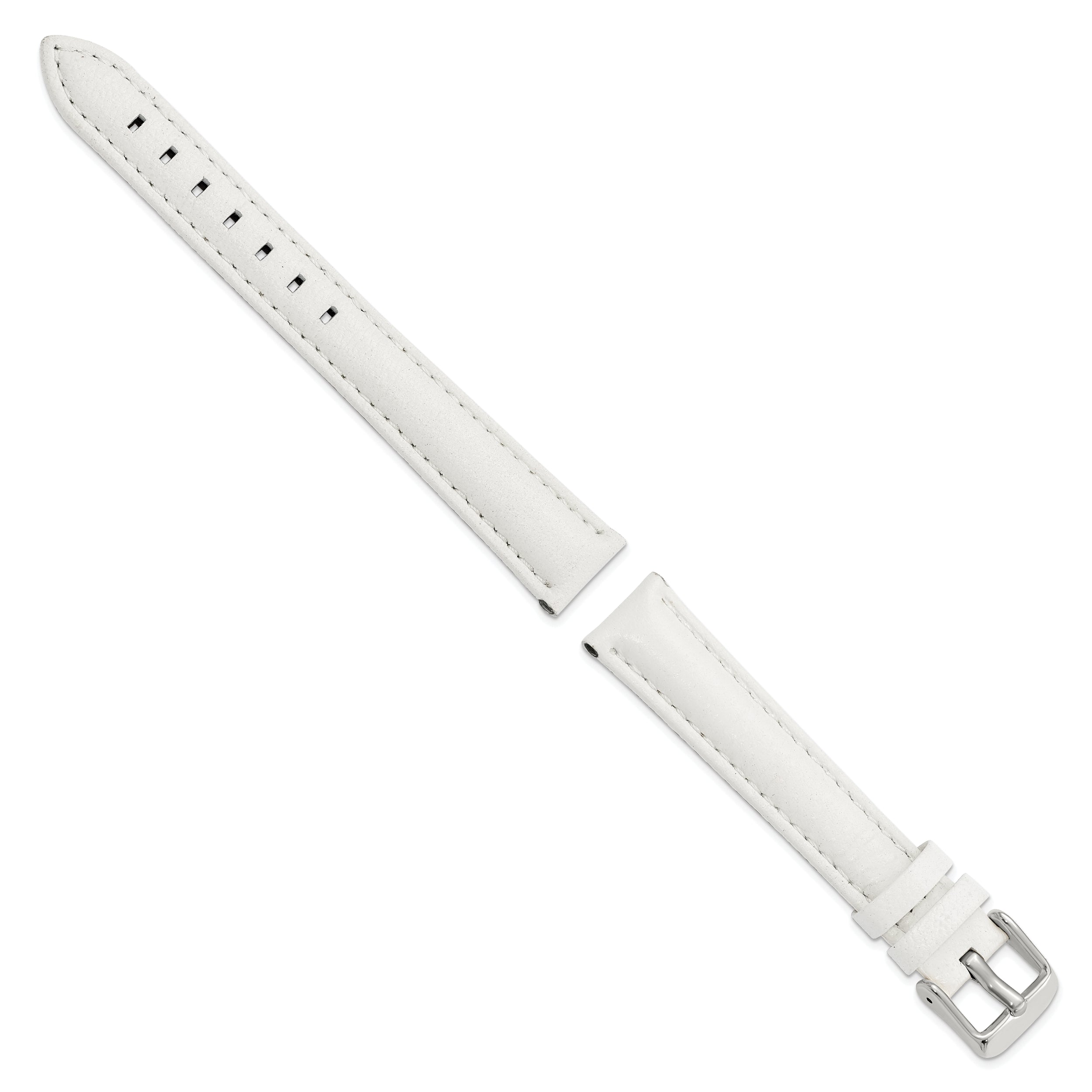 14mm White Glove Leather with Silver-tone Panerai Style Buckle 6.75 inch Watch Band