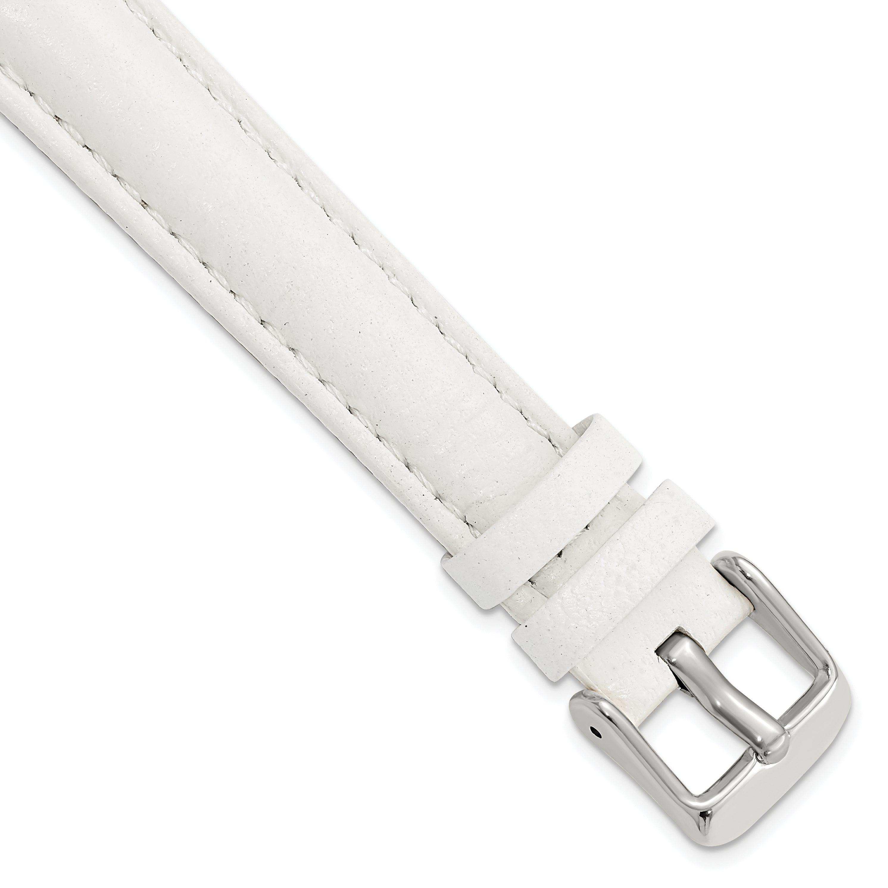 DeBeer 16mm White Glove Leather with Silver-tone Panerai Style Buckle 7.75 inch Watch Band