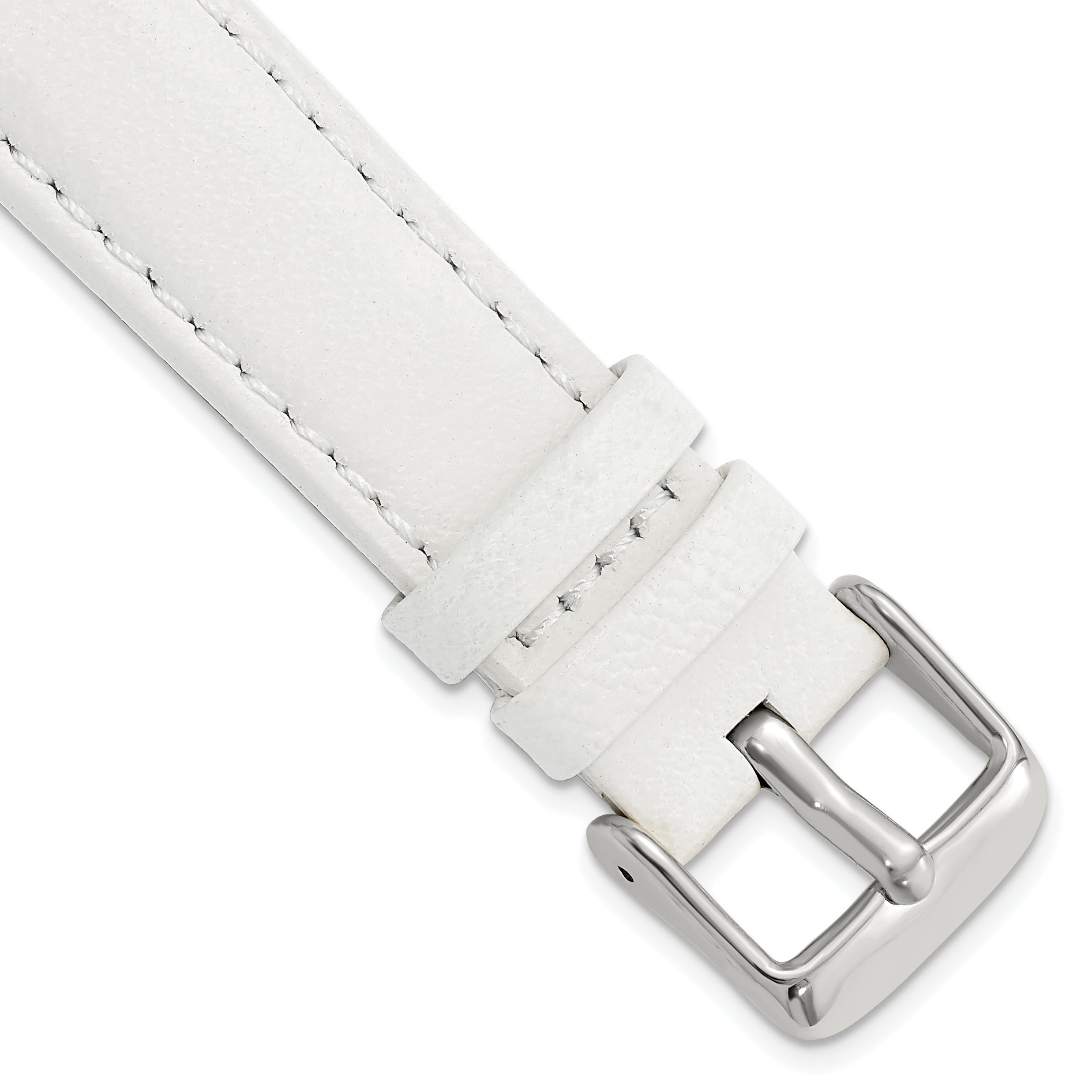 DeBeer 18mm White Glove Leather with Silver-tone Panerai Style Buckle 7.75 inch Watch Band