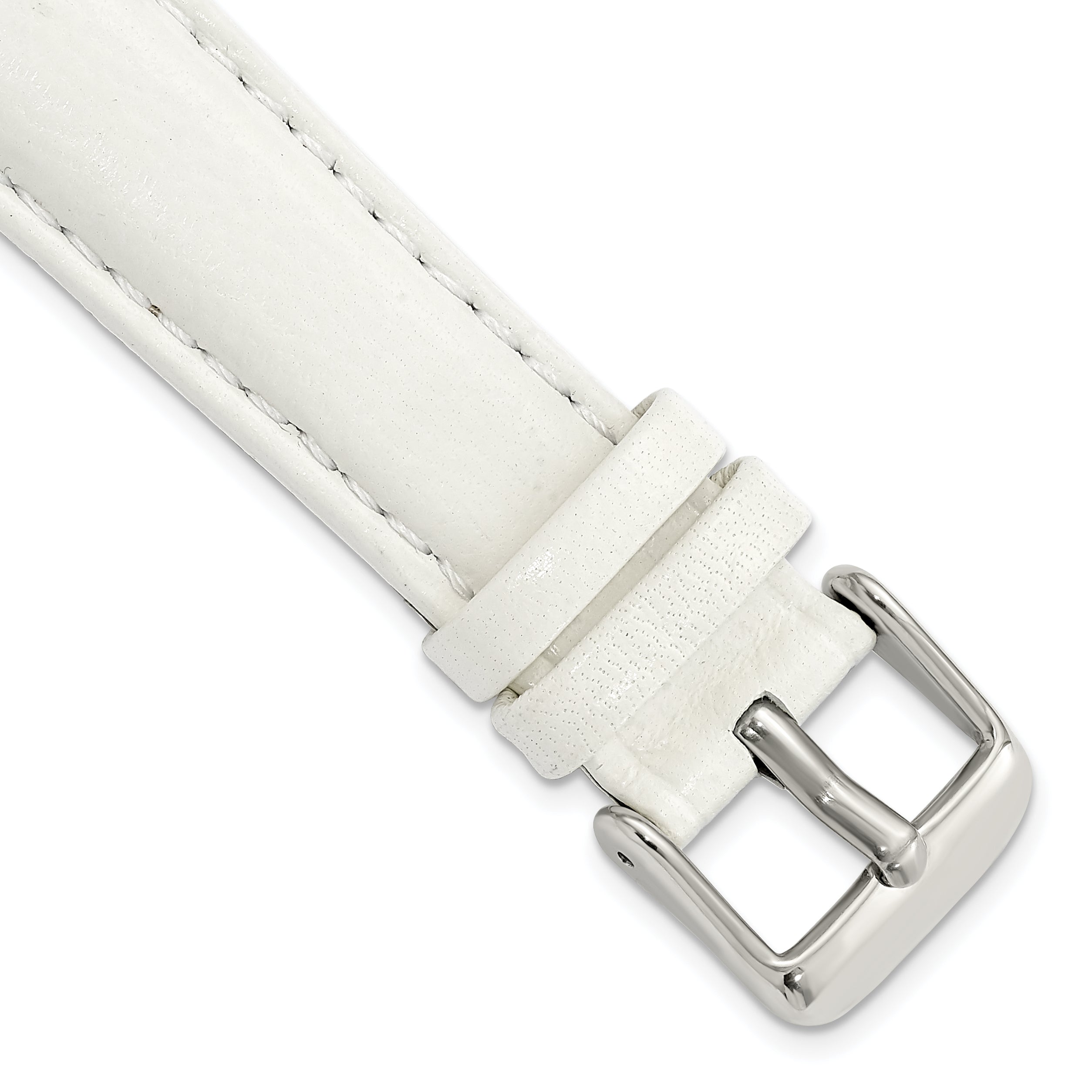 DeBeer 19mm White Glove Leather with Silver-tone Panerai Style Buckle 7.75 inch Watch Band