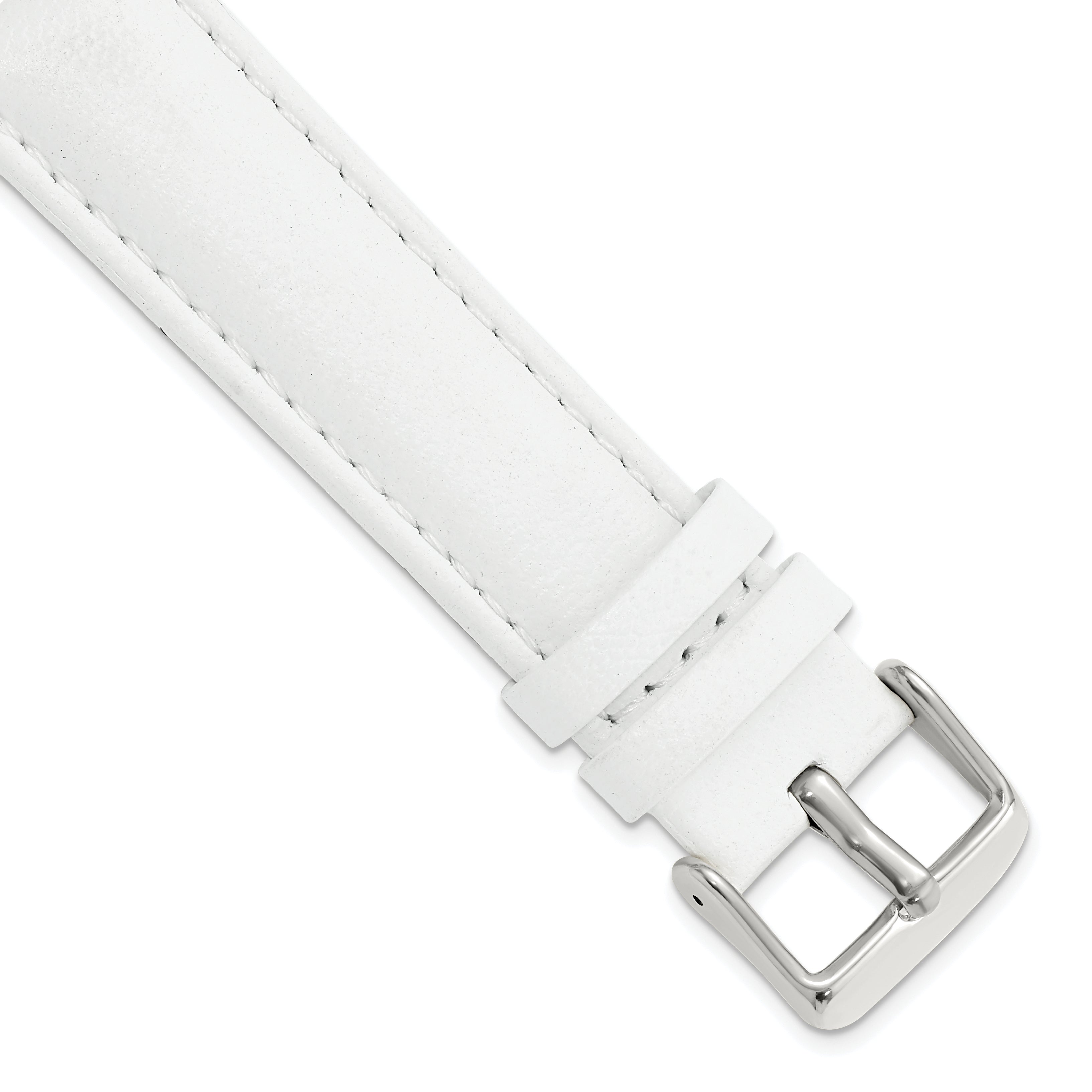 DeBeer 20mm White Glove Leather with Silver-tone Panerai Style Buckle 7.75 inch Watch Band