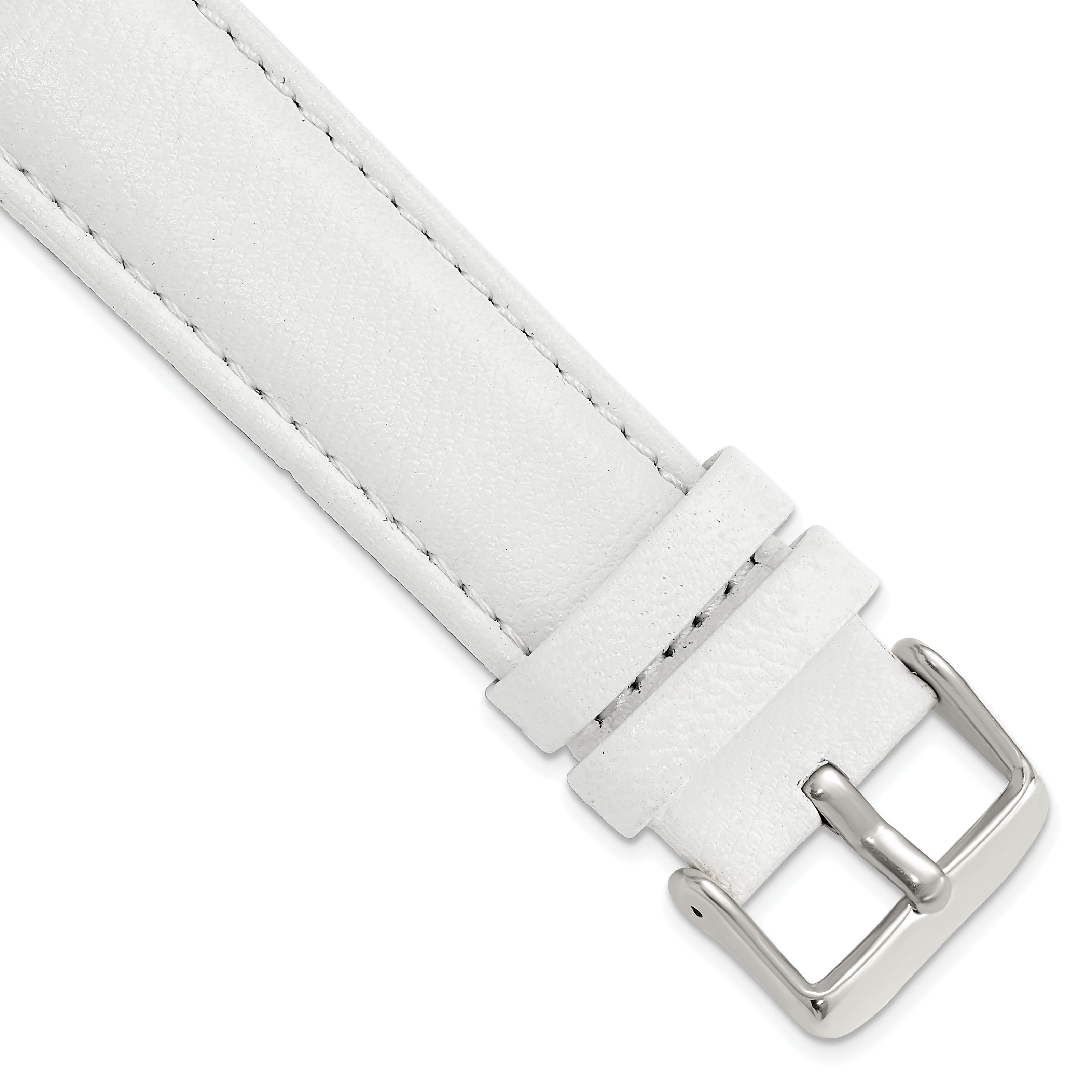 DeBeer 22mm White Glove Leather with Silver-tone Panerai Style Buckle 7.75 inch Watch Band