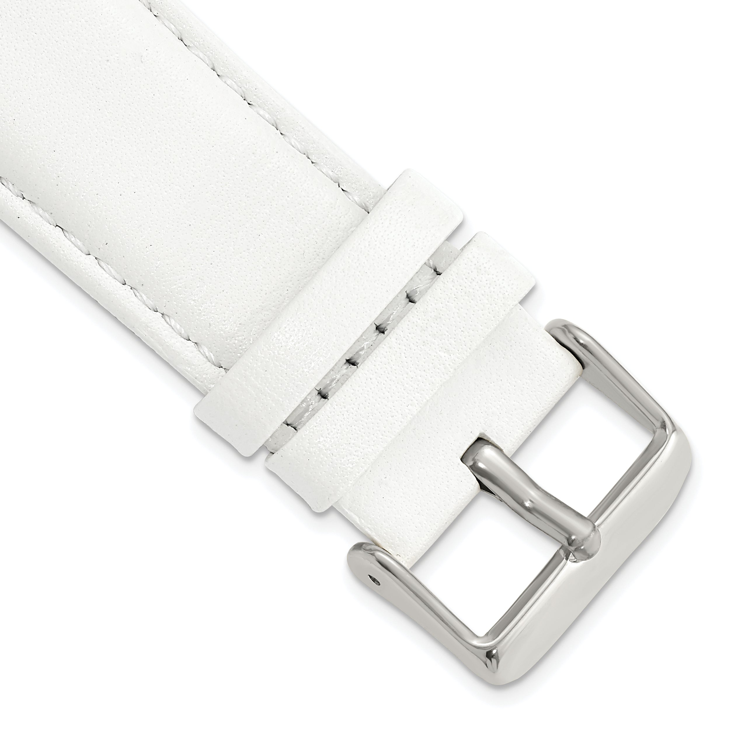 DeBeer 24mm White Glove Leather with Silver-tone Panerai Style Buckle 7.75 inch Watch Band