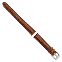 14mm Havana Teju Liz Grain Leather with Silver-tone Buckle 6.75 inch Watch Band